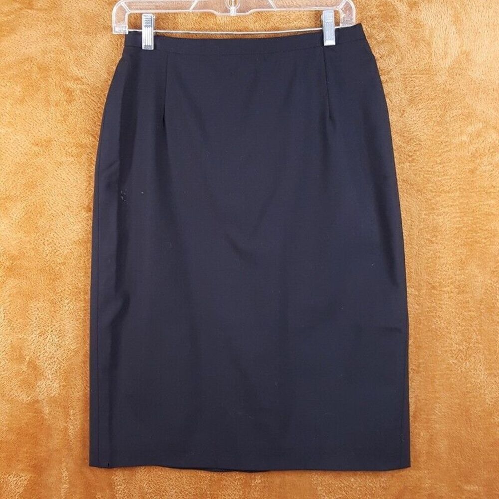 GIORGIO ARMANI Womens Skirt Size 8 Black Pencil Knee Length Slit Lined FLAWED